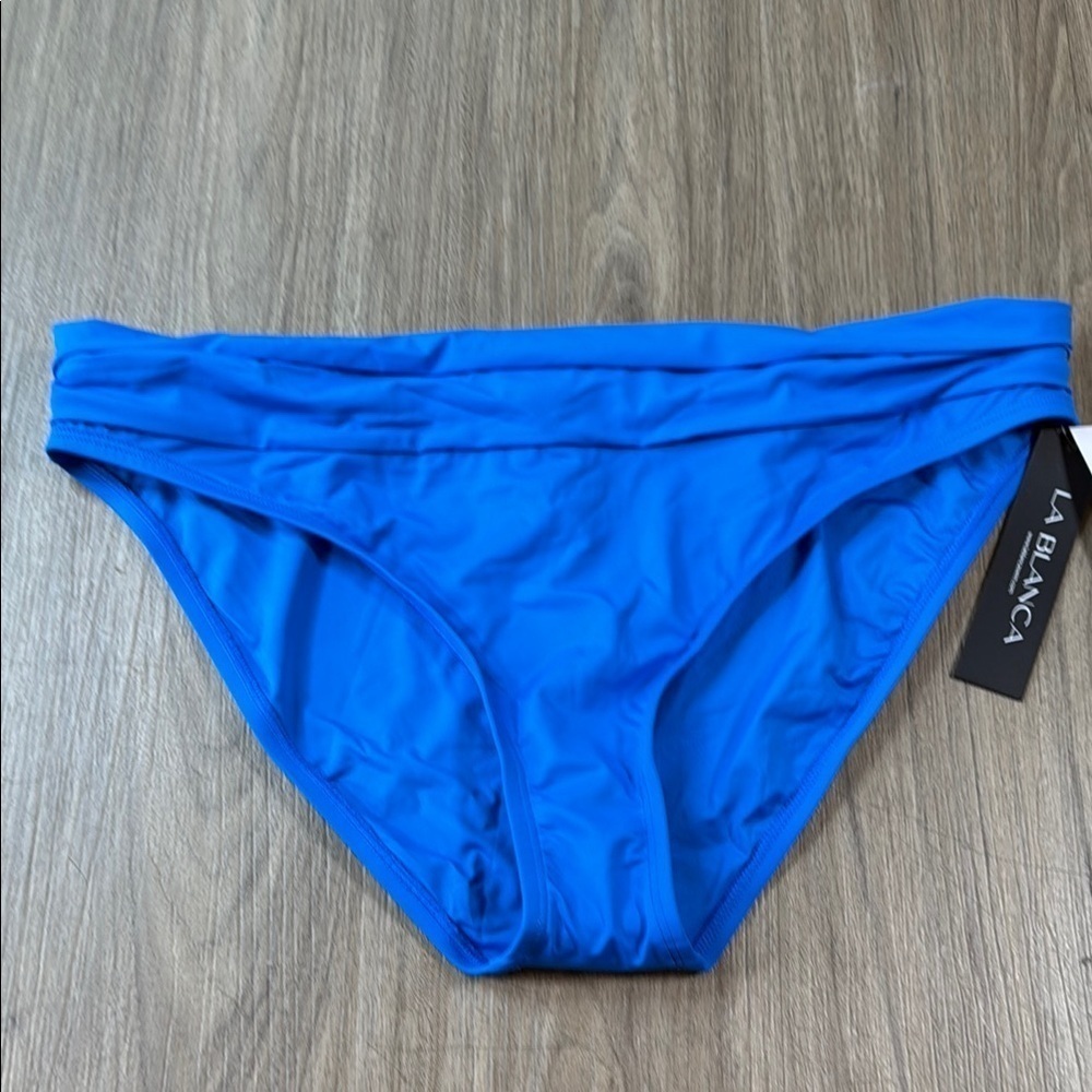 NWT La Blanca Blue Bikini Swim Bottom Classic Design